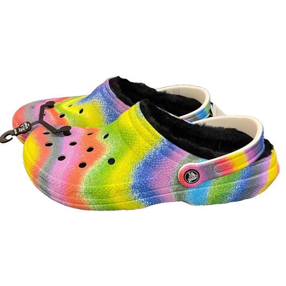 NWT Crocs Lined M 10 W 12 Clogs Spray Dye Multicolor Toasty Warm - Picture 4 of 11
